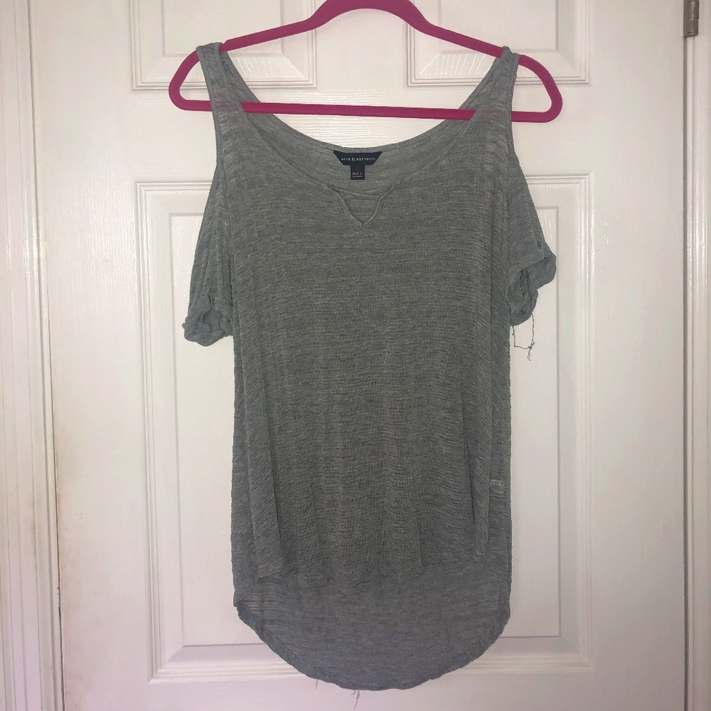 Grey Cold Shoulder Top